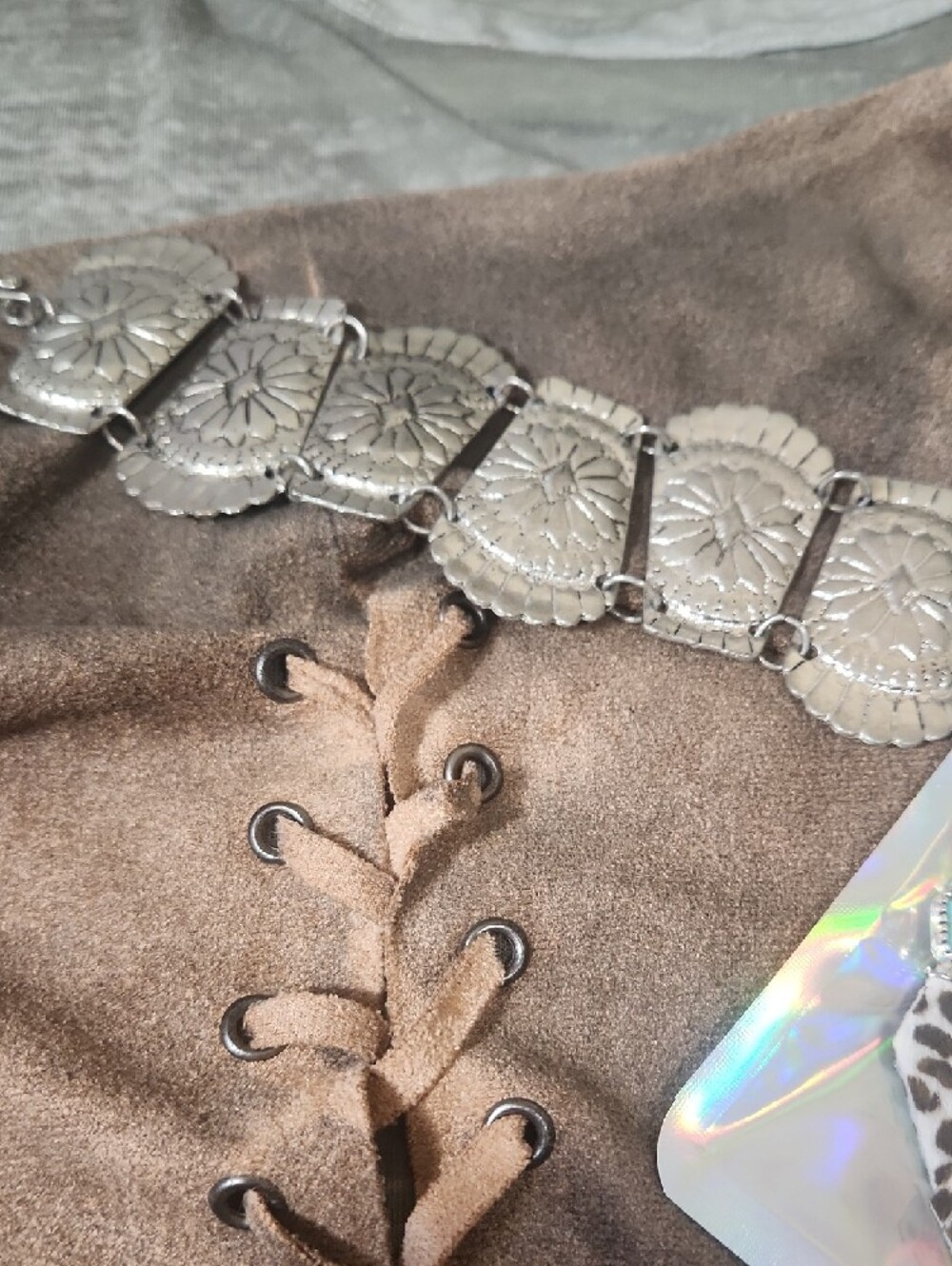 Cowgirl Bundle! Graphic Tee W/Suede Vest Vintage Bracelet & "Cowhide" Earrings🤠 - Picture 11 of 13